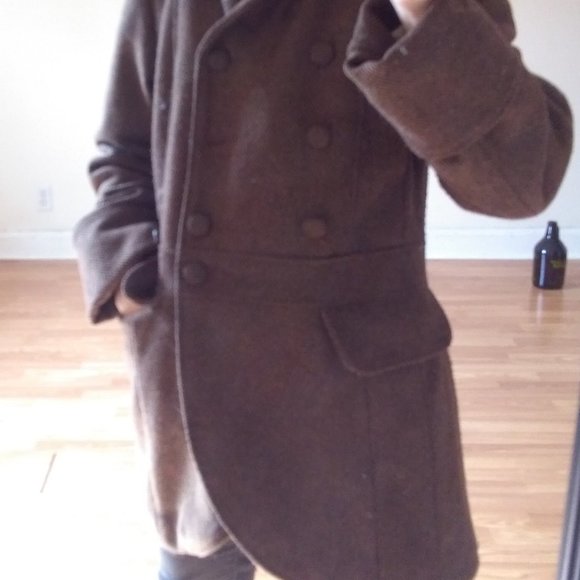 Brown Pinstripe Peacoat - Picture 13 of 16
